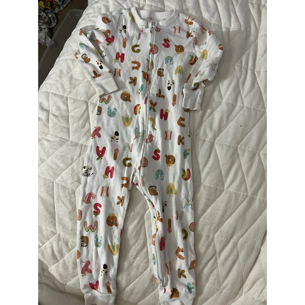 OLD‎ NAVY BABY GIRL 1PC ABC's COTTON SLEEPER 2T Flaw
